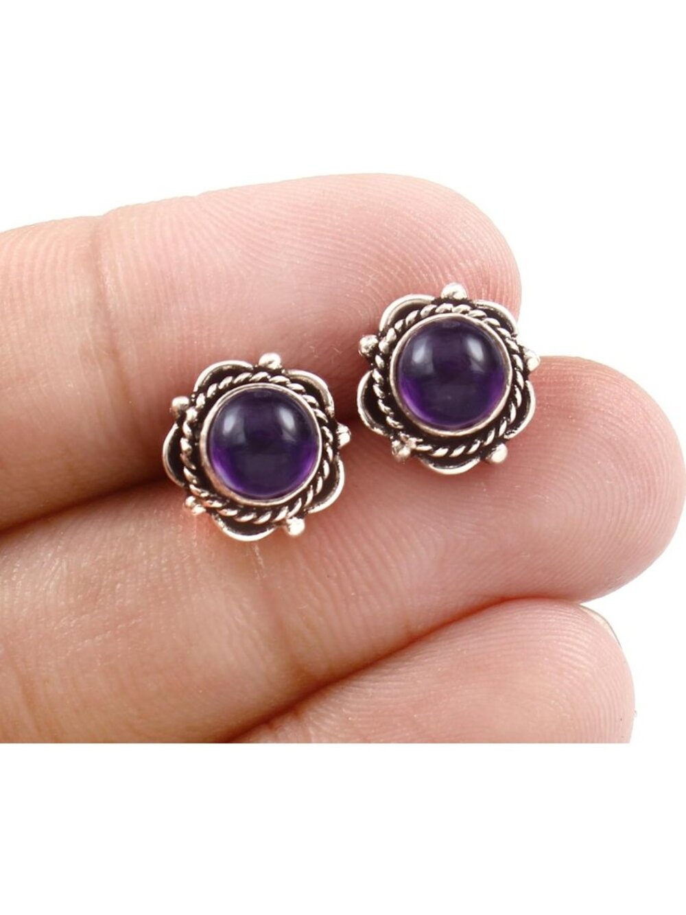 Handmade 925 Sterling Silver Gemstone Stud Earrings | Birthstone Jewelry for